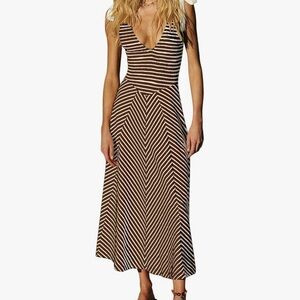 Brown Striped Maxi Dress